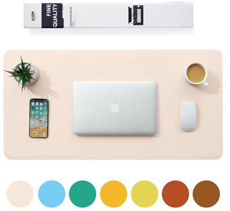 BUBM Skrivbordsmatta, kontorsskrivbordsdyna, PU-läder skrivbordsunderlägg (80 x 40 cm) bärbar dator skrivbordsmatta, vattentät skrivbordsdyna för kontor och hem, beige