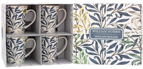 The Leonardo Collection William Morris Lustre Willow Bough Mugs Set of 4 Kitchen & Home | Tableware Mug Set of 4 for Every Occasion | Lovely Coffee Cup Set for Mens Gifts & Birthday Gifts for Women