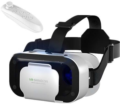 VR Brille, 3D Virtual Reality Headset für Handy,VR Glasses Augenschutz Brille PC Unterhaltung mit kabelloser Fernbedienung, kompatibel 4,7-6,5 Zoll(Schwarz)