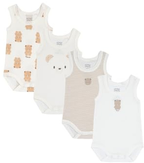 Chicco, Body Neonato e Neonata, Set di 4 Body Senza Maniche, in 100% Cotone, con Comoda Apertura, Abbigliamento Neonato 0-3 Mesi, Idee Regalo Nascita