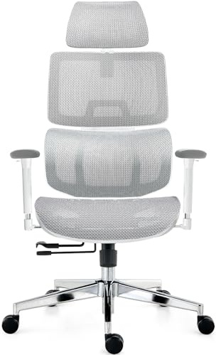 TONFARY Sedia da ufficio ergonomica in rete - Schienale alto traspirante, supporto lombare, schienale inclinabile, profondità del sedile regolabile e bracciolo 3D - Grande e alta, supporta 150 KG