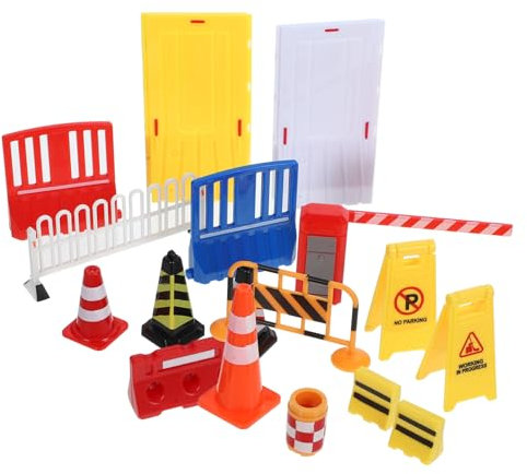 UPKOCH 1ensemble Blocs De Route Miniatures pour Circulation Modèle De Route Et Obstacles De Sécurité pour Jouet Éducatif Sécurité Routière Et Scène De Simulation