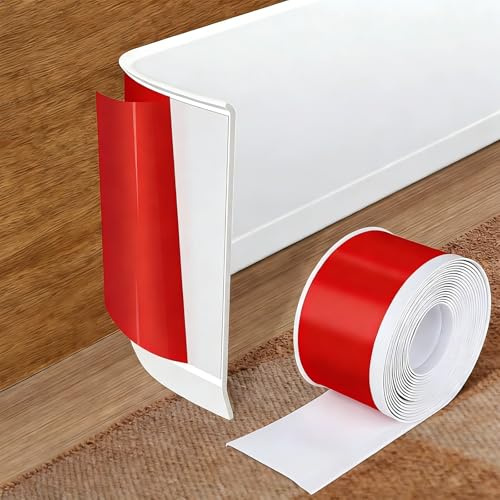 Midslinee Blanco Rodapies Autoadhesivo 10cm x 3m, Rodapie PVC, Tira de Transición Decorativa, Rodapie Adhesivo para Cocina, Baño, Dormitorio, Paredes de Salón
