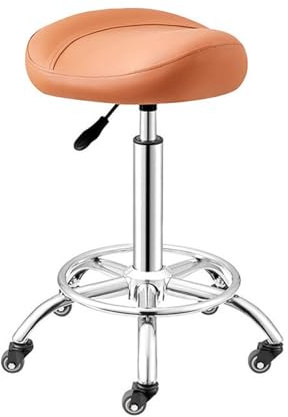 Generico Sedia regolabile con rotelle idrauliche, sgabello ergonomico oscillante con ruote silenziose, for dentisti, centri benessere, centri massaggi, parrucchieri(Orange)