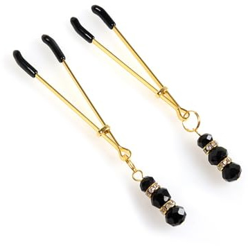 Nipple Clamps with Weights for Women, Stainless Steel Adjustable Nipple Clamp,Non-Piercing Nipple Rings Decorative Clip,Adjustable Body Chain Pendants Decorations（Golden）