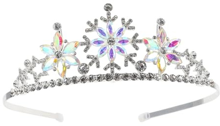LABRIMP Couronne Délicate et Ornement de Cheveux pour Garçon et Filles Taille Unique Argentée Flocon de Neige Fête Anniversaire Jeux de Rôle Bandeau Léger