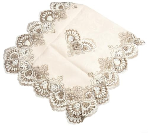 Eawfgtuw Tovaglia rettangolare ricamata per tavolino da salotto, 50 x 100 cm, in poliestere, centrino traforato con pizzo, lavabile e resistente al calore, per soggiorno, colore: grigio