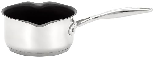 Stellar Profile Stainless Steel Non-Stick Milk Pan, 2 Pouring Lips, Induction, Oven Safe, Dishwasher Safe, 800ml/14cm - 10 Year Non-Stick Warranty