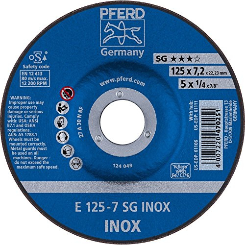 Pferd E1257A30NSGINOX Disque à ébarber A30NSG V2A, Multicolore, 125 x 72 mm
