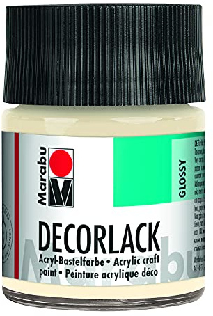 Marabu 11300005271 Vernis décoratif acrylique ivoire 271, 50 ml, vernis acrylique brillant à base d'eau, résistant aux intempéries, à la salive, pour la peinture, le pochoir et la technique des