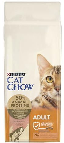 Purina Cat Chow Pienso para Gato Adulto con Salmón y Atún, saco de 15kg