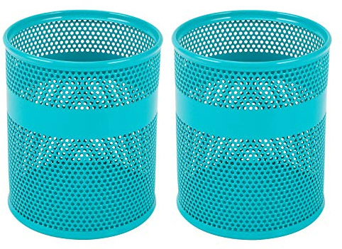 EasyPAG Lot de 2 Métal Pot à Crayon Porte Stylo Organisateur de Bureau Range Bureau Rangement Bureau,Turquoise