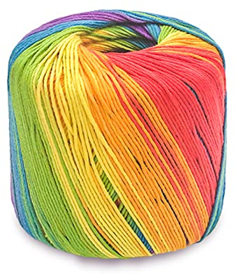 jiuzcare Crochet Yarn Cotton Knitting Variegated Yarn Double Knitting for Crochet, Weaving, DIY Craft Projects [133M, 41# Rainbow]