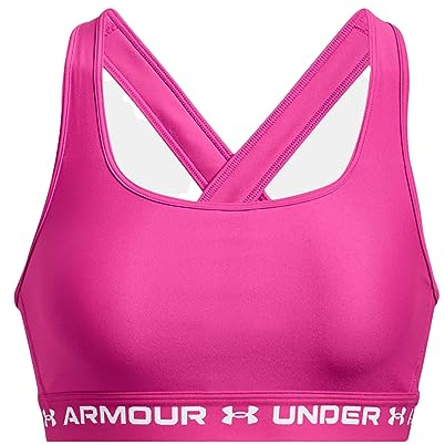 Under Armour Damen Crossback Mid-Impact Sports Bra BH, Rebel Pink /, S