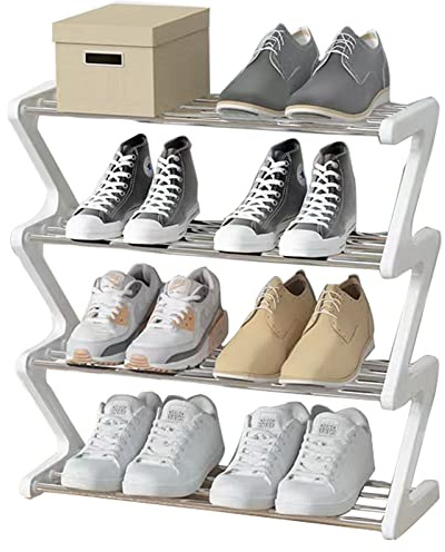 4 Tier Small Shoe Rack, 4 Tier Small Shoe Organizer, Stable Narrow Shoe Organizer, Storage Organizer for Closet Entryway, Hallway, 45 x 19 x 51 cm