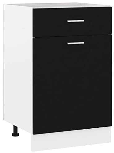 vidaXL Schubunterschrank Lyon Schwarz 50x46x81,5 cm Holzwerkstoff