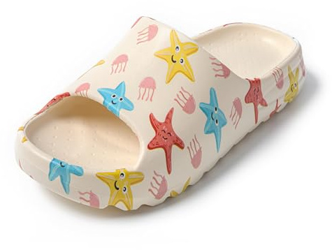JOMIX Tongs Femme Imprimé Chaussons d'été en Caoutchouc Claquettes Femme pour Maison Douche Piscine Plage (Étoiles, 40-41)