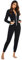 Ekouaer Weihnachts Einteiler für Damen mit Kapuzen langärmelig mit Reißverschluss Winter Onesie Pyjama Schwarz L