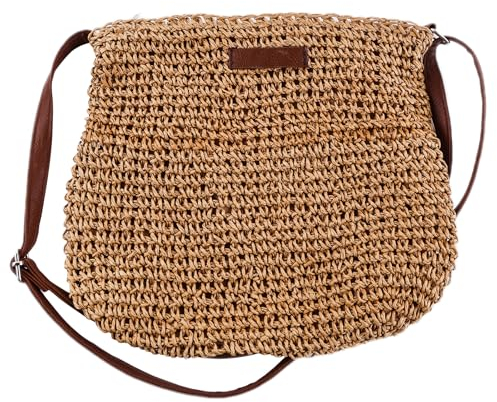 Luckwaii Strohtasche Stroh Handtasche Damen, Geflochtene Einzelschulter-Umhängetasche Stroh-Strandtasche Sommer Strand Geldbörse Frauen Handtasche Geflochten für Reisen Strand