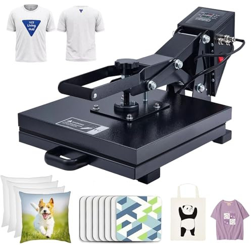 SDKEHUI 38 x 38 cm Heat Press Machine 1400W Transferpresse Sublimationsmaschine Mulitifunktional Textilpresse für T-Shirts Kissen Tasche Mauspads