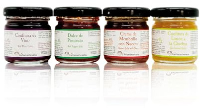 LIEBANARTESANA Pack 4x45g Especial Quesos | Confitura de Vino, Pimiento, Membrillo con Nueces y Limón a la Ginebra | Natural y Tradicional de Cantabria