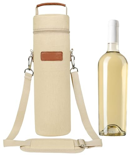 Iridsmole Wine Cooler Bag 750ml, Single Wine Bottle Bag, Water Bottle Carrier with Adjustable Shoulder Strap, Drink Bottle Cooler Bags Padded for Travel, Picnic, Camping, Hiking, Wine Lover