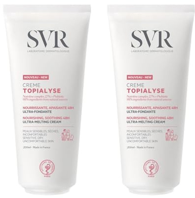 Topialyse Crème – Crème Nourrissante Apaisante 48H – Peaux Sensibles, Sèches et Inconfortables – Visage et Corps – Famille – Bébé Enfant Adulte – 98% Origine Naturelle – Made in France –Lot 2x200ml