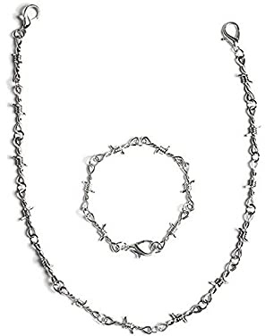Silvertråd Thorns Set Armband Gothic Unisex Punk Halsband Tad