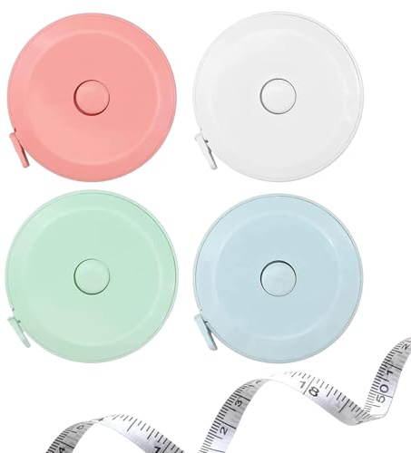 4 Pack Retractable Measuring Tape, 150cm/60Inch Dual Sided Soft Tape Measure, Clear Accurate Scale Flexible Measuring Tape for Sewing Tailor Craft Body Measurement Fitness