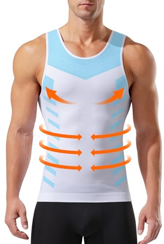 Arjen Kroos Mens Compression Vest Slimming Body Shaper Tummy Control Shirt | Muscle Shapewear Undershirts,Sleeveless Tank Tops,High Elasticity,Moisture-Wicking,for Dating/Work/Home/Yoga/Gym