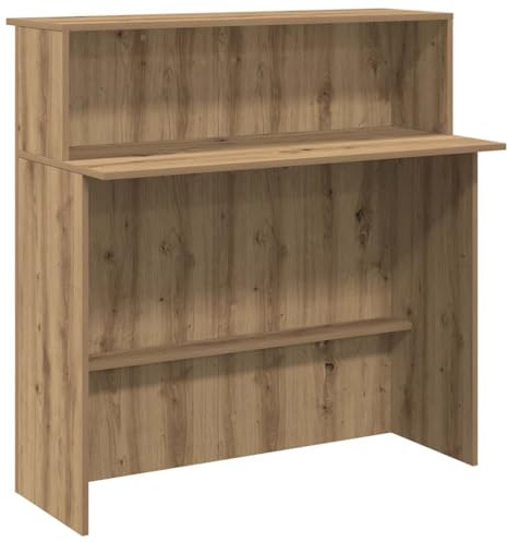 Qnhdfrt Bancone per ricevimento in rovere Artisan, 100 x 50 x 103,5 cm, moderno bancone di ricezione e bancone in legno per ufficio, studenti, hotel e reception