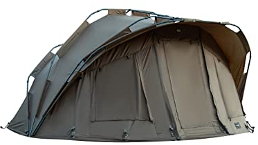 MK-Angelsport Anglerset Fort Knox Dome + 8-Bein Bedchair – Großes Karpfenzelt mit 10.000 mm Wassersäule, Aluminium-Frame, Multifunktionstür, Bodenplane & bequemer Angelliege