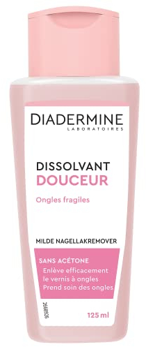 Diadermine - Dissolvant Douceur - Ongles Fragiles - Sans Acétone - Formule Douce et Efficace - Prend Soin des Ongles - Bouteille de 125 ml
