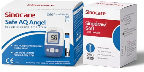 Strisce per il test della glicemia 50 Sinocare Safe AQ Angel Sistema di monitoraggio della glicemia