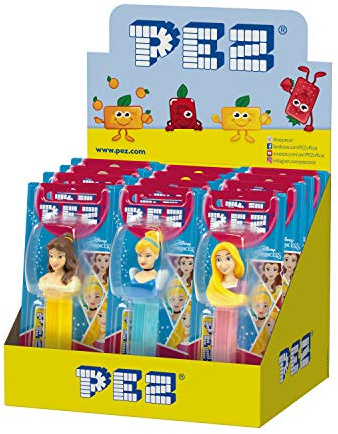 PEZ Boîte de 12 Distributeurs Pez Licence Disney Princesses + Recharge de Bonbons 110 g, S700535