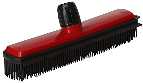 Novaliv Gummibesen mit Abzieher Besenkopf Gummi Friseurbesen Schwarz Noppenbesen Hundehaarentferner Broom Parkett Besen für Drinnen Teppichbesen Bodenabzieher Haushaltsbesen Wunderbesen