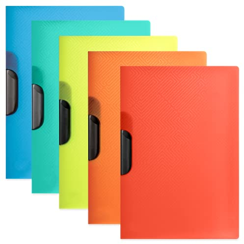 Oxford Klemm-Mappe A4, transparenter Kunststoff, 5 Farben, 5 Stück