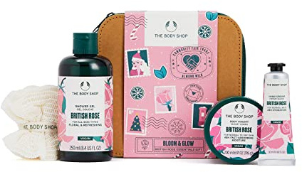 The Body Shop Bloom & Glow British Rose Essentials Set regalo – Formula Vegan with Rose – Idratante & Rejuvenating Skincare for All Skin types – 5 articoli