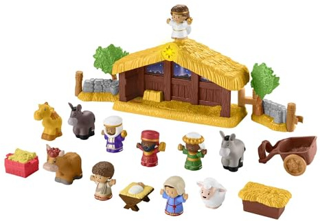 Fisher-Price Little People Toddler Toy Nativity Set with Music Lights and 18 Pieces for Christmas Play Ages 1+ years, HMX70