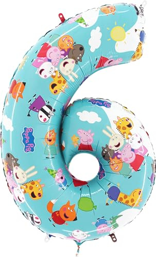 Toyland® Folienballon Peppa Wutz, George & Friends, 66 cm – Kinder-Party-Luftballons – Nummer 1–6 erhältlich