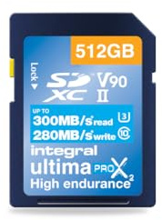 Integral 512GB UHS-II SD Card V90 Up to 300MBs Read and 280MBs Write Speed 1866X SDHC Professional High Speed Memory Card