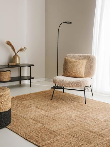 benuta Pure Jute Teppich Jutta - Natur 200x300 cm - Handgewebter Wohnzimmerteppich - Natürliches Boho Design - Für Fußbodenheizung geeignet