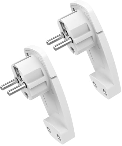 2 Stück Weiß Schutzkontakt Winkelstecker 250 V (16A), Europäischer Stecker mit Klappgriff, Schutzkontakt Stecker für Kabel bis 3x1,5 mm², Flachstecker IP20 für den Heimgebrauch