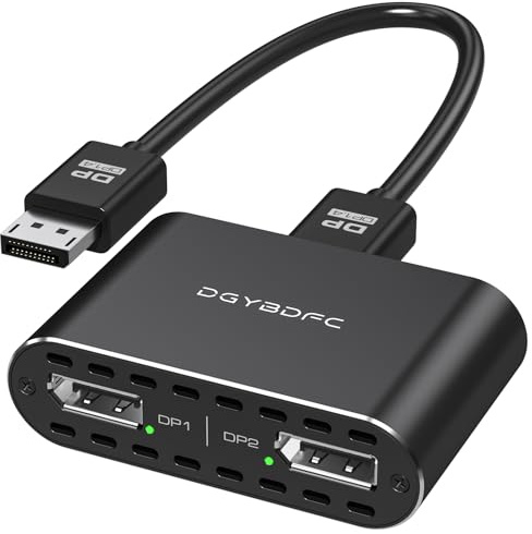 DisplayPort to Dual DisplayPort Adapter Dual 4K120Hz or 4K144Hz+4K60Hz Extend/Copy Mode/SST/MST to 2 DP Display Port Adapter for 2 Monitors (MacOS Only Supports SST Mode, No DP Cable)