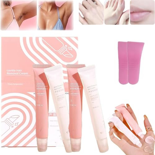 Liorabeauty Hair Removal Kit - Moisturizing, Painless Facial Hair Removal Cream for Women & Men, Soothing Skin (2)