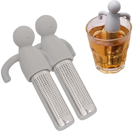 2PCS Stainless Steel Tea Infuser, Cute Loose Leaf Tea Strainer for Teapots, Cups, Mugs - Brewing & Steeping (Grey)