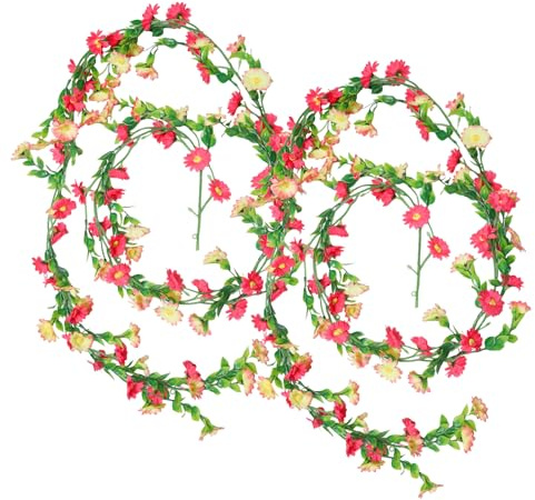 CONNECTION 2 pezzi Ghirlanda con Margherite Rosa 2.1 M Ghirlanda Finti Ghirlande di Margherita Artificiali Fiori Ghirlande di Fiori Artificiali per Nozze Arco Festa Giardino Muri Decorazione