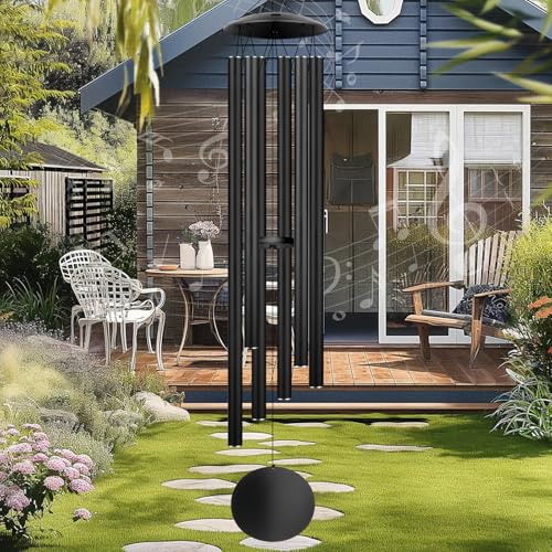 66 Large Wind Chimes for Outside Deep Tone, 6 Thickened â 1.2 Tubes Tuned Relaxing Melody Wind Chime, Windchimes Outdoors for Garden Patio Decor, Great Gift Idea for Your Loved One (Black, 66)
