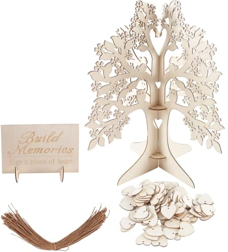 Ausi Libro de visitas de madera para árbol de deseos, juego de libro de visitas de boda para decoraciones de boda