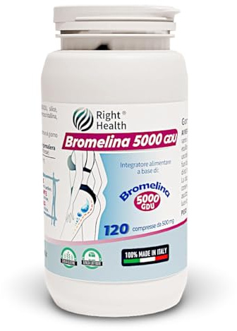 BROMELINA 5000 GDU: Bromelina Forte Drenante 5000 GDU/g. 120 Compresse con Bromelina Pura Alto Dosaggio azione Anticellulite. Migliora Digestione, Ritenzione Idrica, Cellulite, Gambe Pesanti.